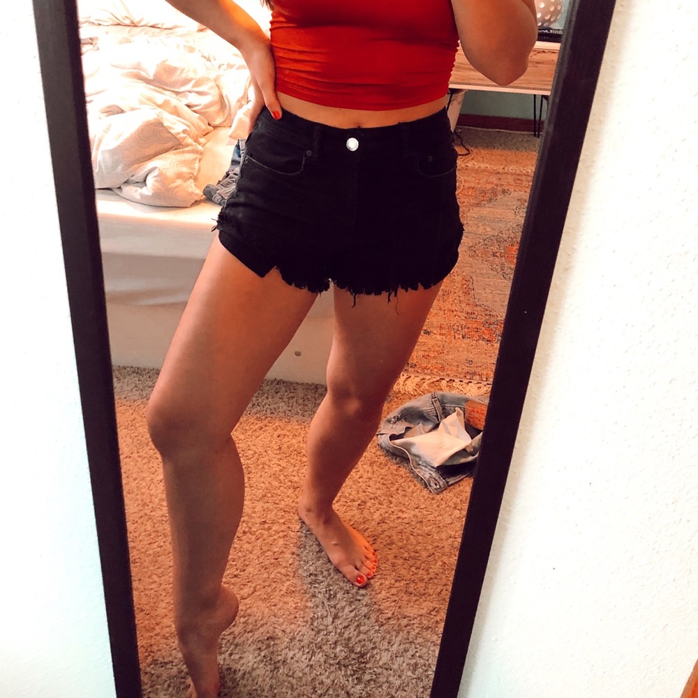 American Eagle Black High Rise Festival Shorts